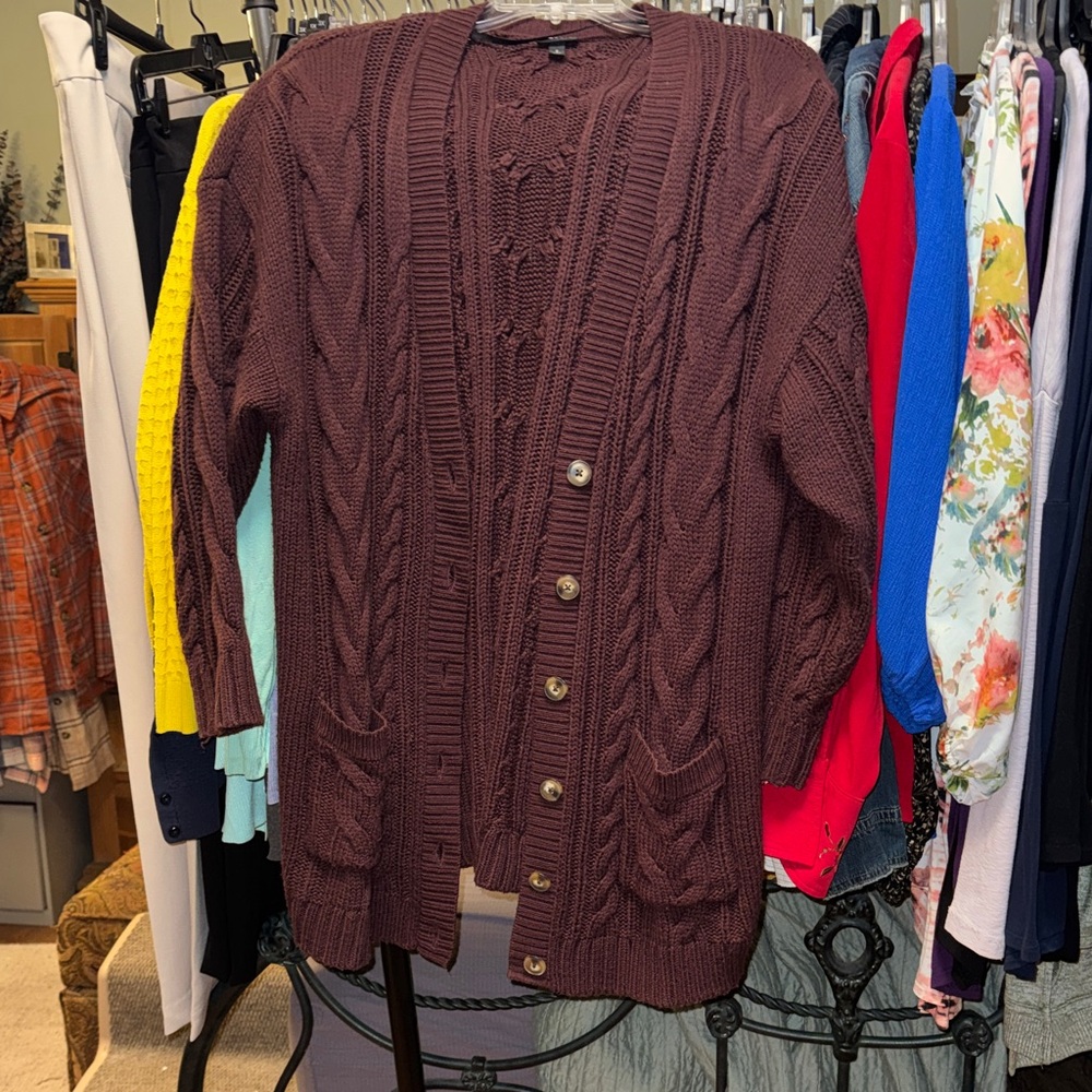 Torrid Maroon Cable Knit Cardigan Sweater